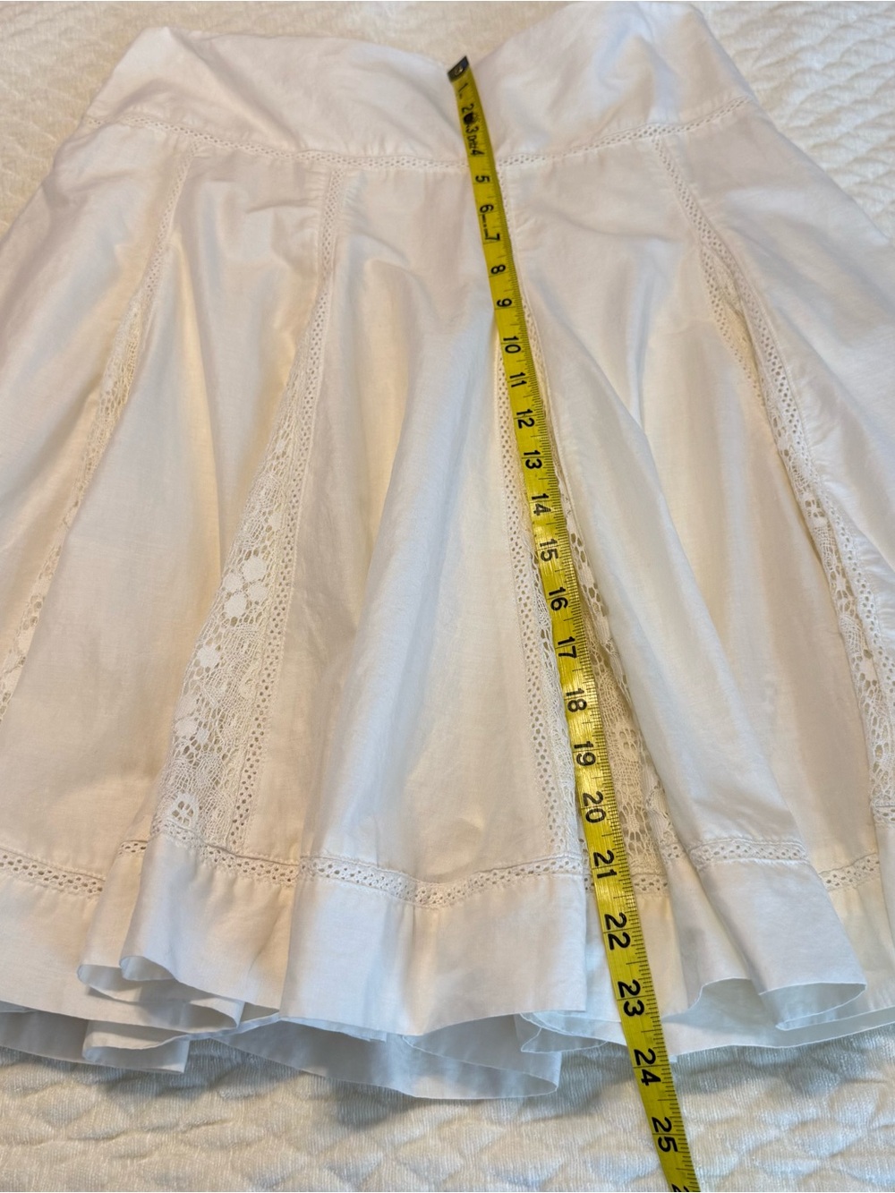 Apt 9 Cotton Ivory Skirt Lace Panels Women’s Size 8 Lined Feminine Romantic - Picture 7 of 9
